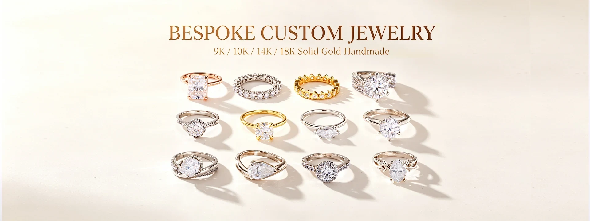 Bespoke custom jewelry — 9K / 10K / 14K / 18K solid gold, handmade by HOLYCOME