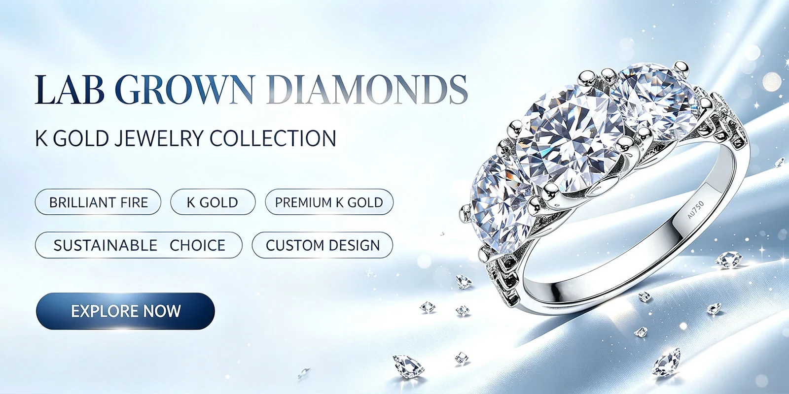 Lab grown diamond K gold jewelry collection by HOLYCOME
