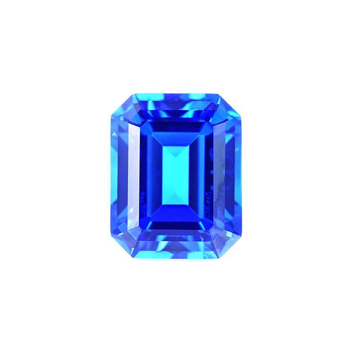 Emerald Cut Lab Grown Blue Spinel