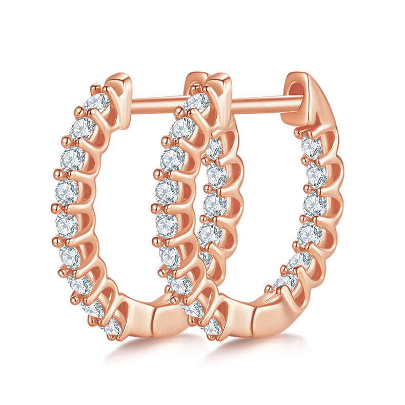 Full pave single row Moissanite huggie hoop earrings stud