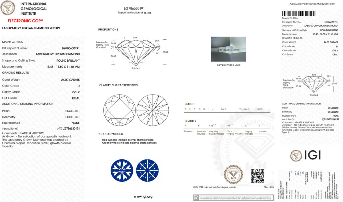 lab grown diamond IGI certificate report
