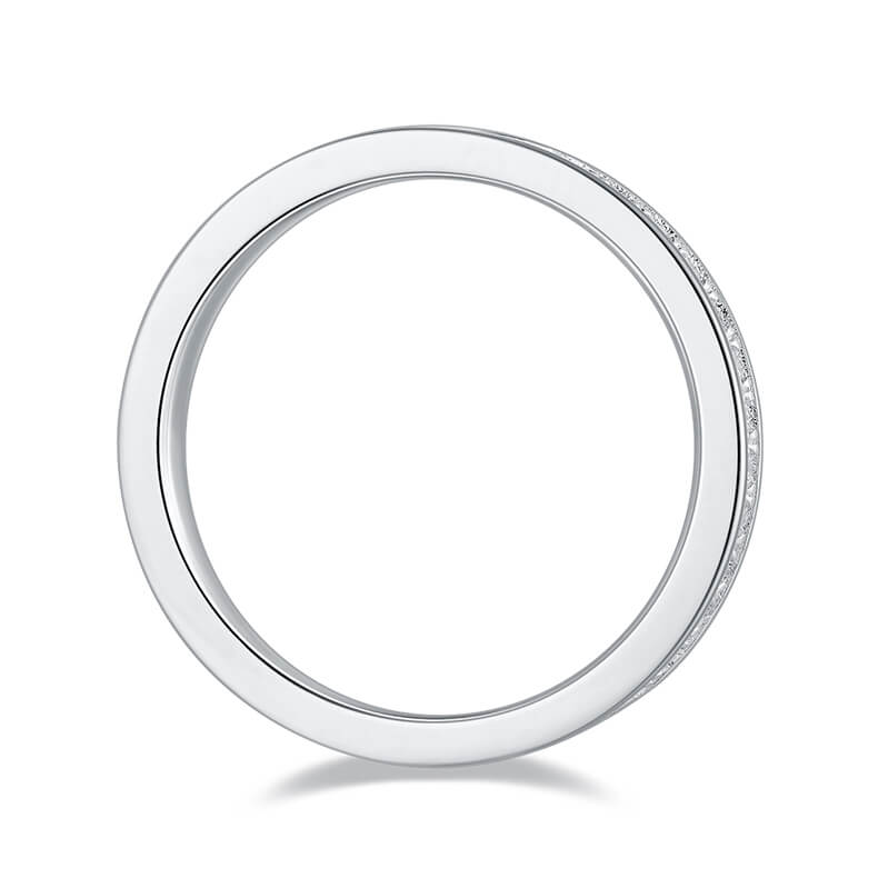 Full pave round cut Moissanite wedding band