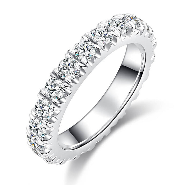 Full pave round cut Moissanite eternity band