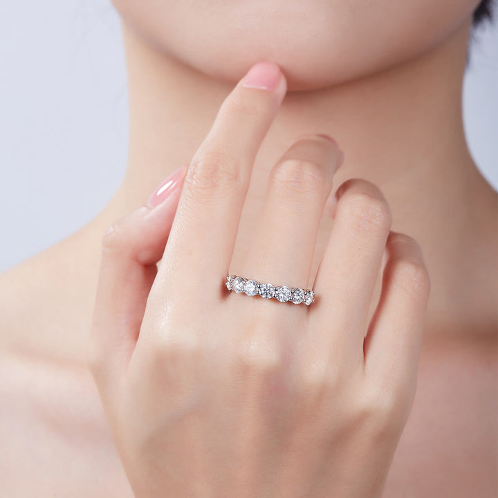 Round cut Moissanite anniversary wedding band