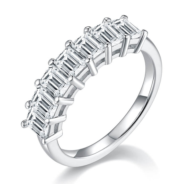 Emerald cut Moissanite anniversary wedding band