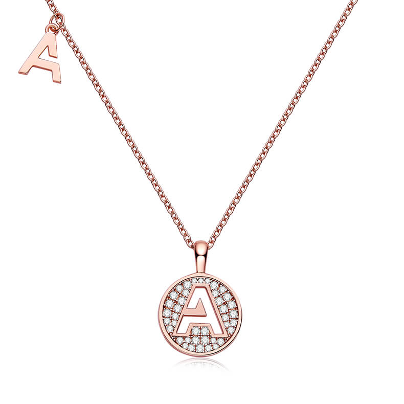 Initial alphabet A Moissanite pendant necklace