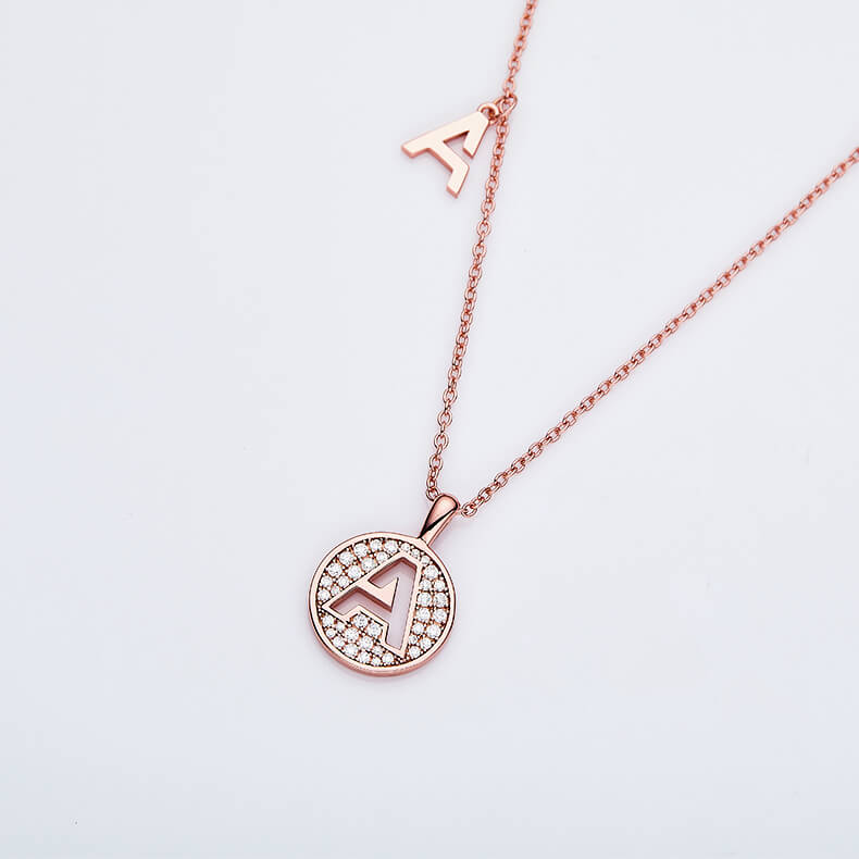 Initial alphabet A Moissanite pendant necklace