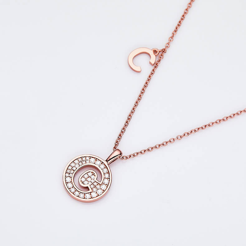 Initial alphabet C Moissanite pendant necklace