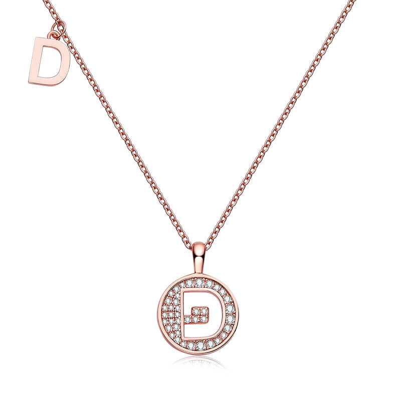 Initial alphabet D Moissanite pendant necklace