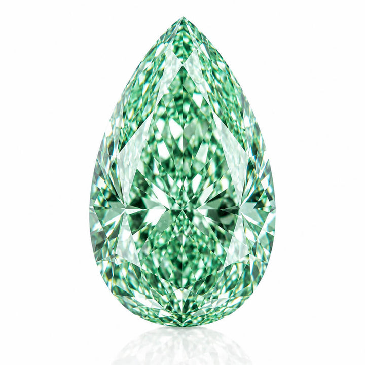 10.33ct VS1 Pear Cut Lab Grown Green Diamond