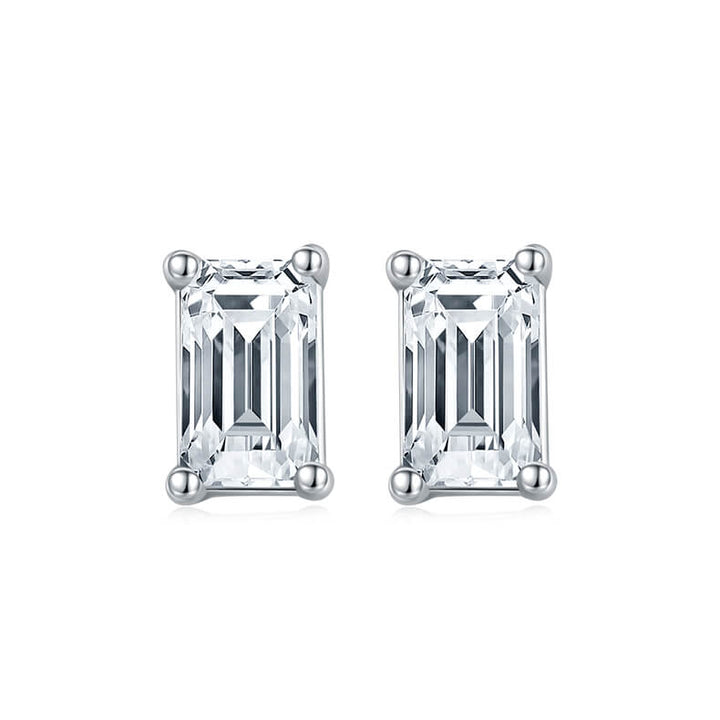Emerald cut solitaire Moissanite earrings stud