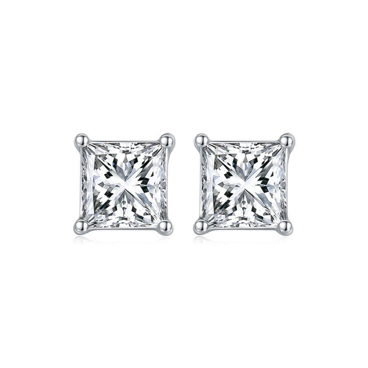 Princess cut solitaire Moissanite earrings stud