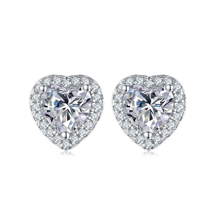 Heart cut Halo Moissanite earrings stud