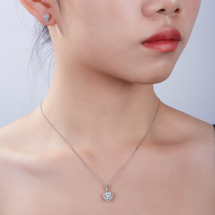 Heart cut Halo Moissanite earrings stud