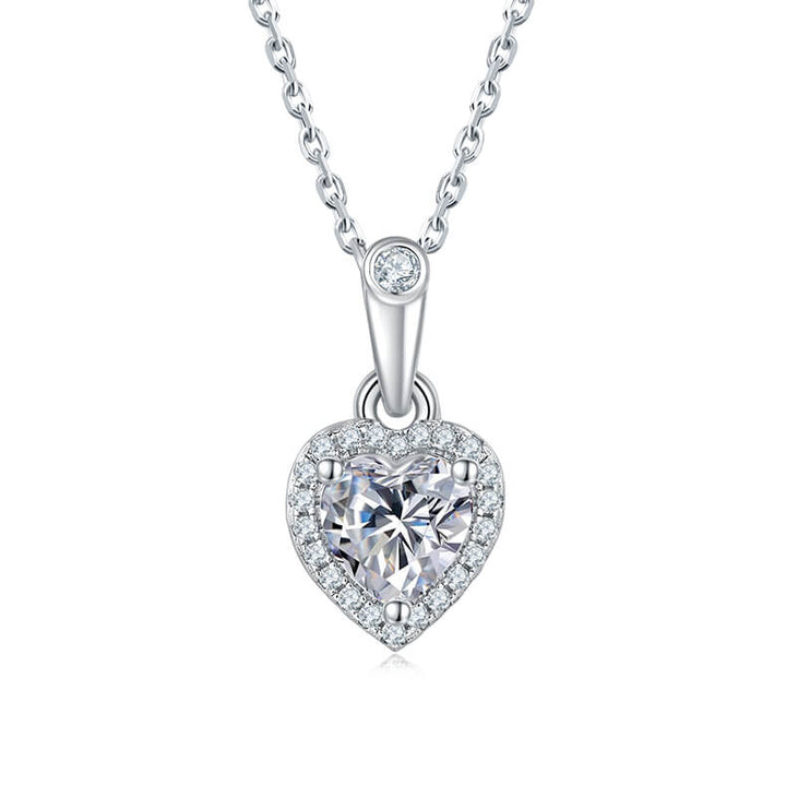 Heart cut Halo Moissanite pendant necklace