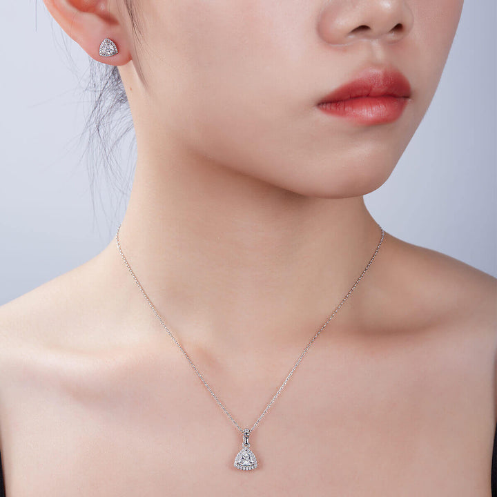 Trillion cut Halo Moissanite earrings stud