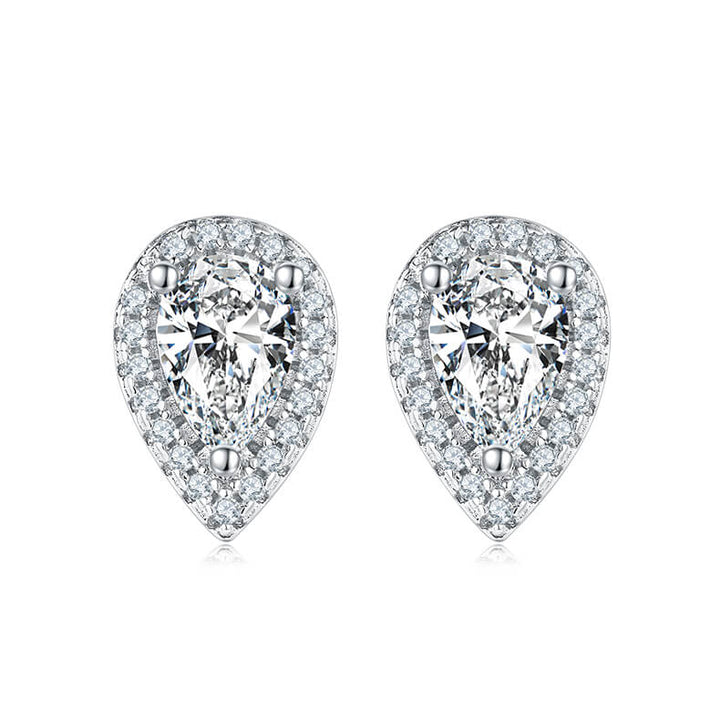 Pear cut Halo Moissanite earrings stud