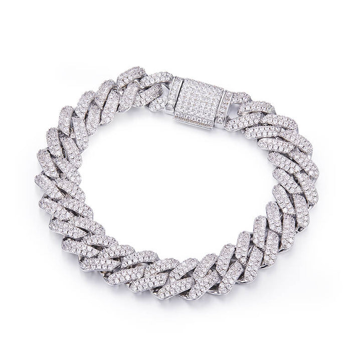 14mm width Moissanite Cuban link bracelet