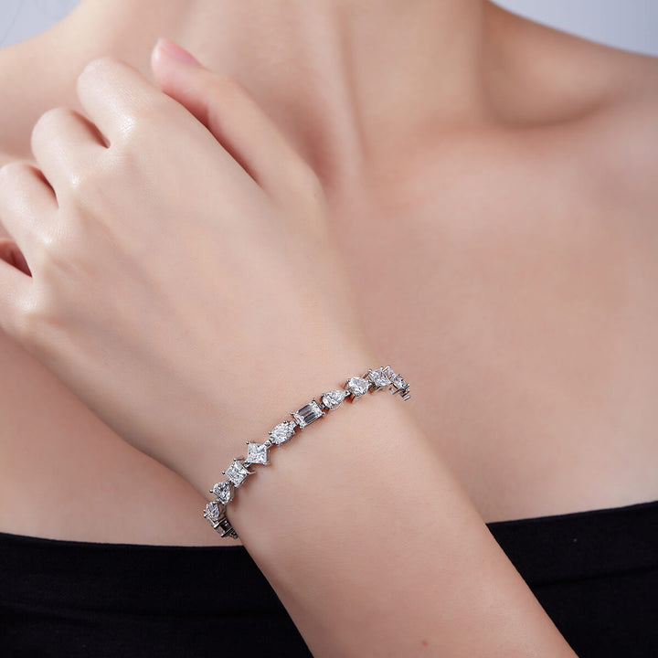 Fancy cuts Moissanite tennis bracelet