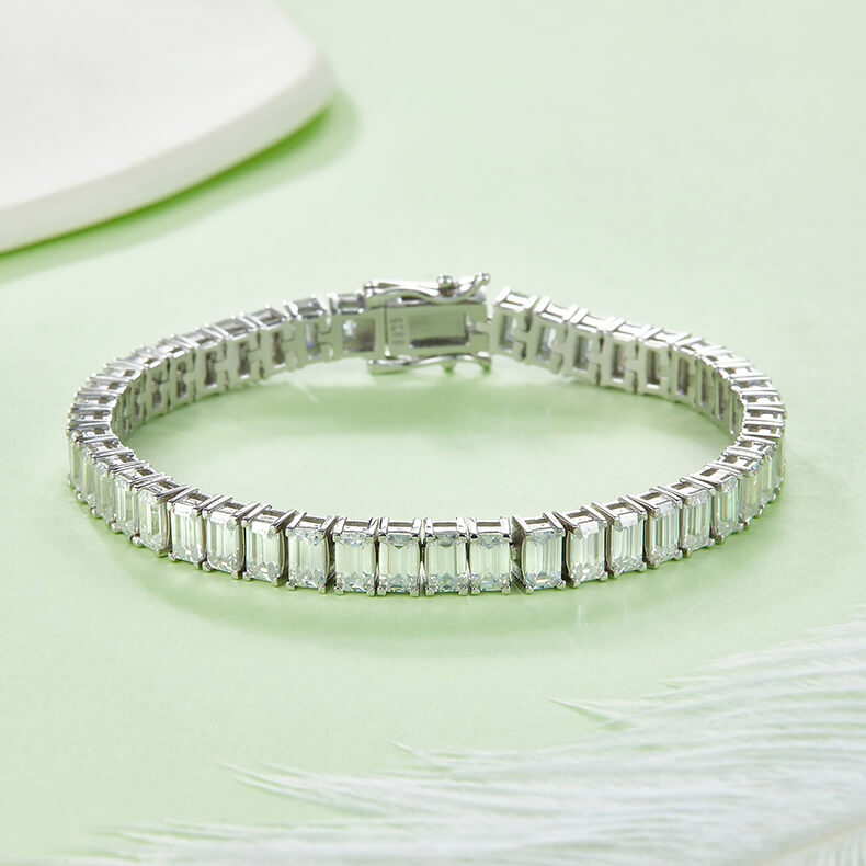 Emerald cut Moissanite tennis bracelet